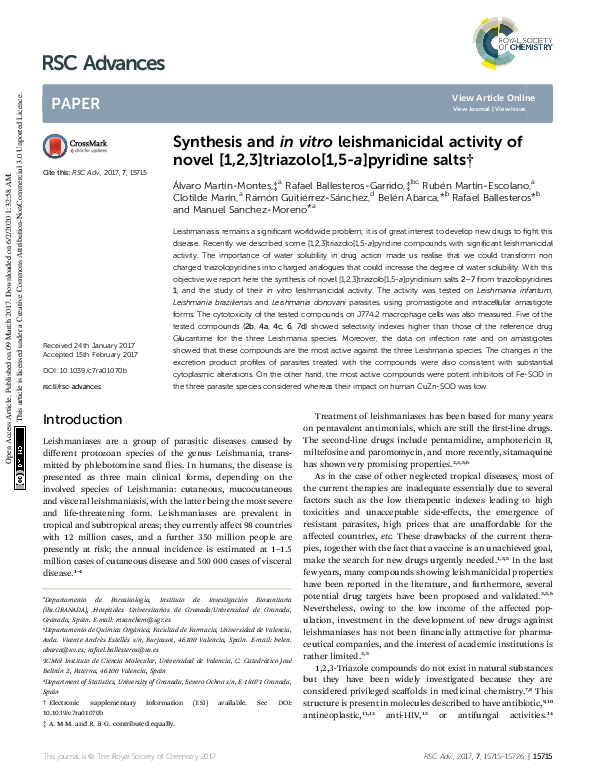(PDF) Synthesis and in vitro leishmanicidal activity of some hydrazides ...