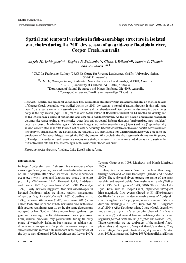 (PDF) Spatial and temporal variation in fish assemblage structure in ...