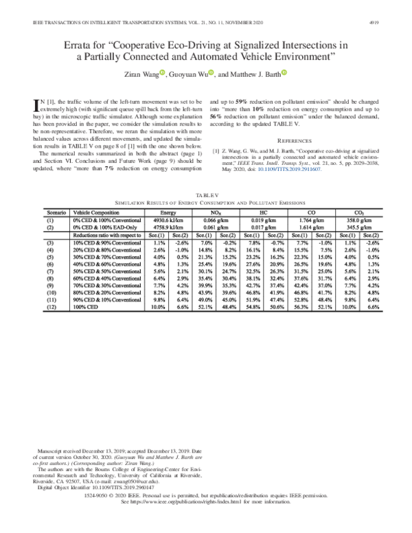 (PDF) Errata for “Cooperative Eco-Driving at Signalized Intersections ...