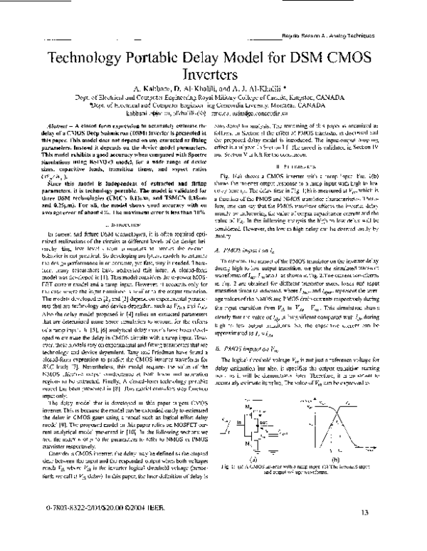 (PDF) Technology portable delay model for DSM CMOS inverters