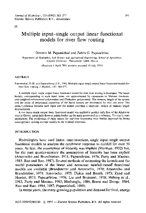 (PDF) Multiple input-single output linear functional models for river ...