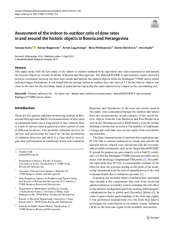 (PDF) Assessment of the indoor-to-outdoor ratio of dose rates in and