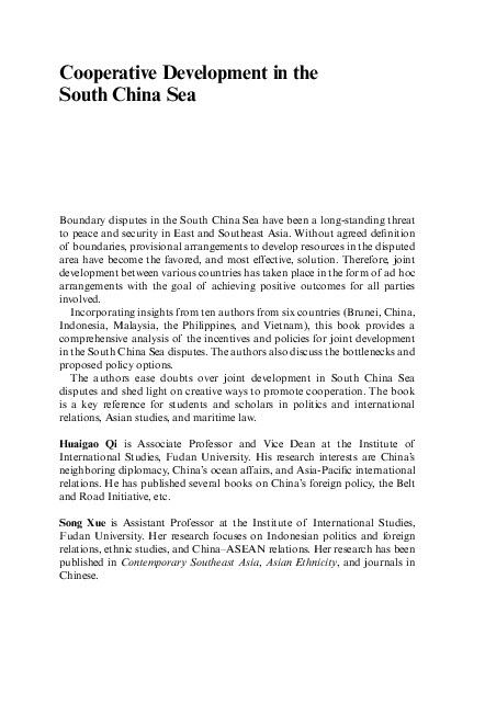 (PDF) Cooperative Development in the South China Sea