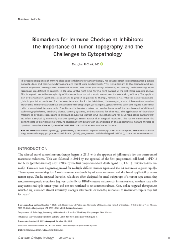 (PDF) Biomarkers for immune checkpoint inhibitors: The importance of ...