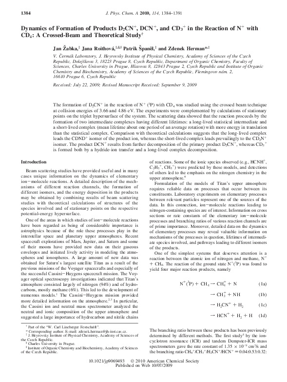 (PDF) Dynamics of Formation of Products D2CN+, DCN+, and CD3+ in the ...