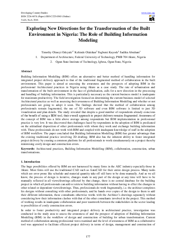 (PDF) Exploring New Directions for the Transformation of the Built ...