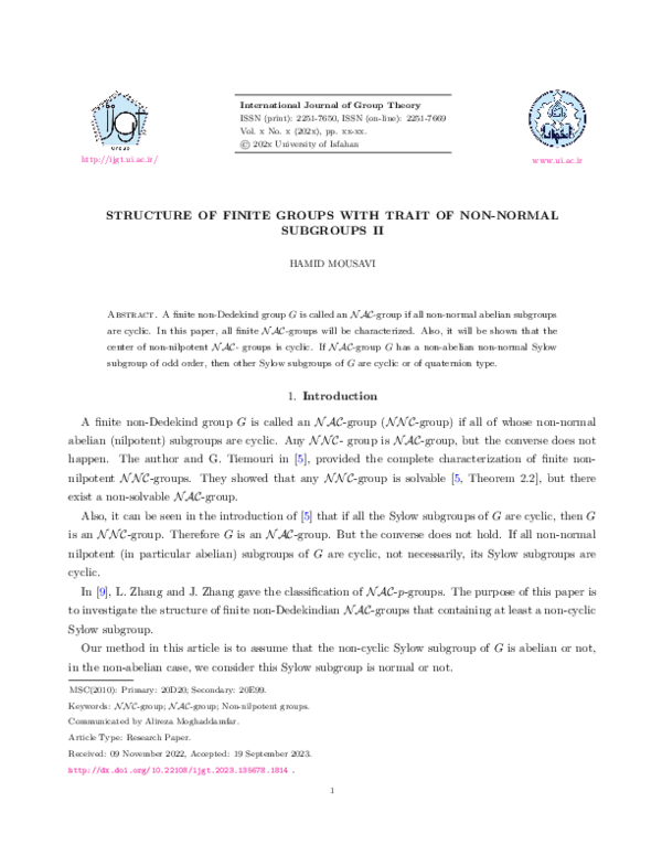 (PDF) Structure of finite groups with trait of non-normal subgroups II