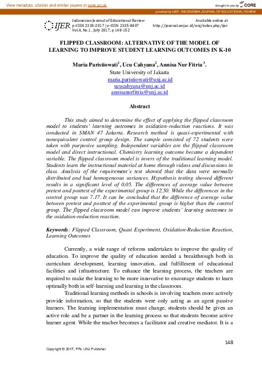 (PDF) Flipped Classroom: Alternative of the Model of Learning to ...