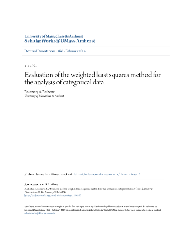 (PDF) Evaluation of the weighted least squares method for the analysis ...