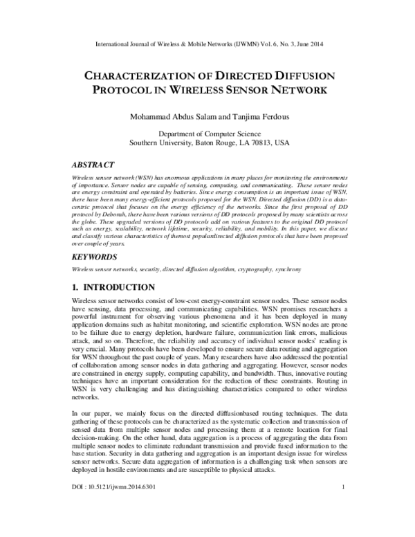 (PDF) Characterization of Directed Diffusion Protocol in Wireless ...