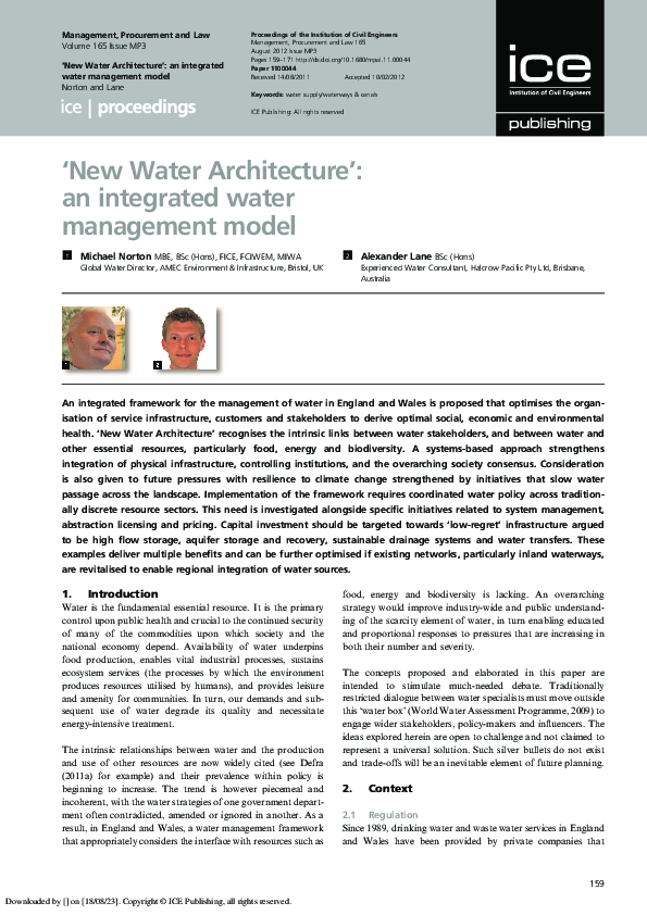 (PDF) ‘New Water Architecture’: an integrated water management model