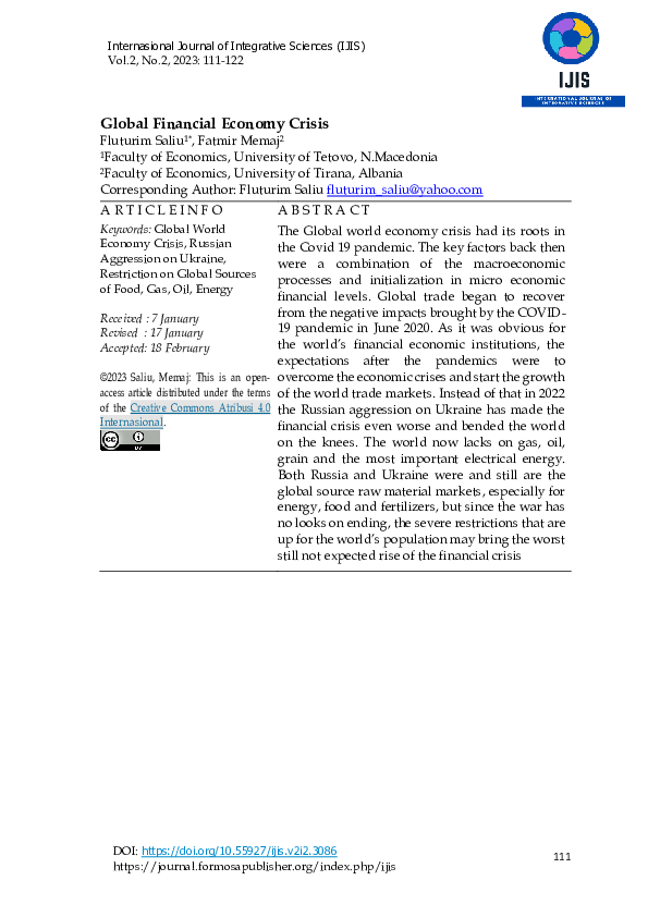 (PDF) Global Financial Economy Crisis