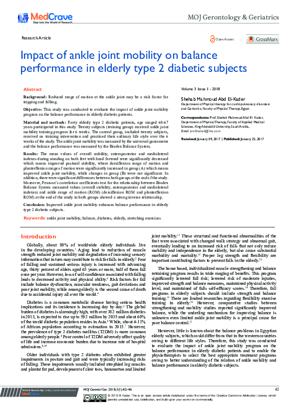 (PDF) Impact of Ankle Joint Mobility on Balance Performance in Elderly ...