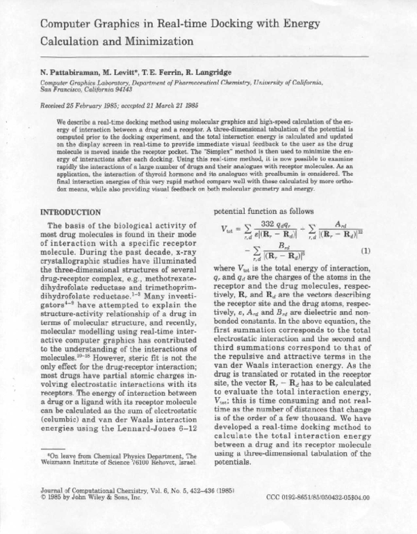 (PDF) Computer graphics in real-time docking with energy calculation ...