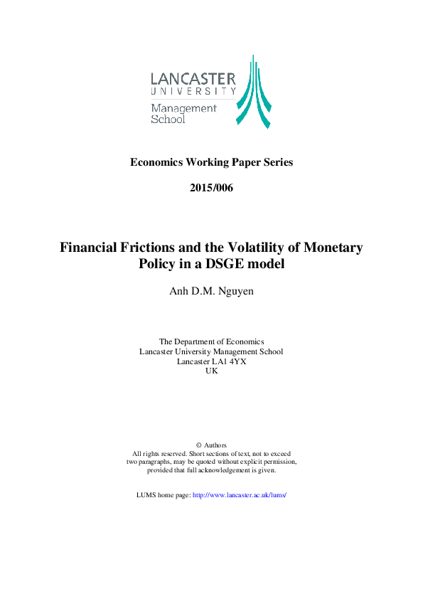 (PDF) Financial frictions and the volatility of monetary policy in a ...