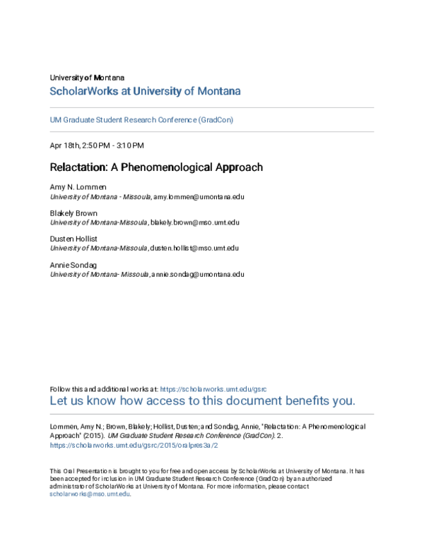 (PDF) Relactation: A Phenomenological Approach