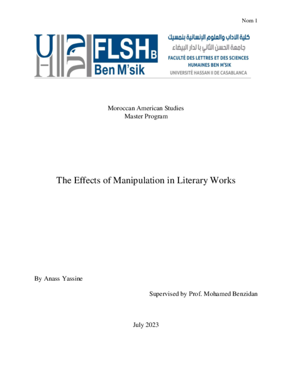 (PDF) Manipulation in Literary Works Anass Yassine Academia.edu