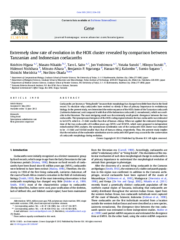 (PDF) Extremely slow rate of evolution in the HOX cluster revealed by ...