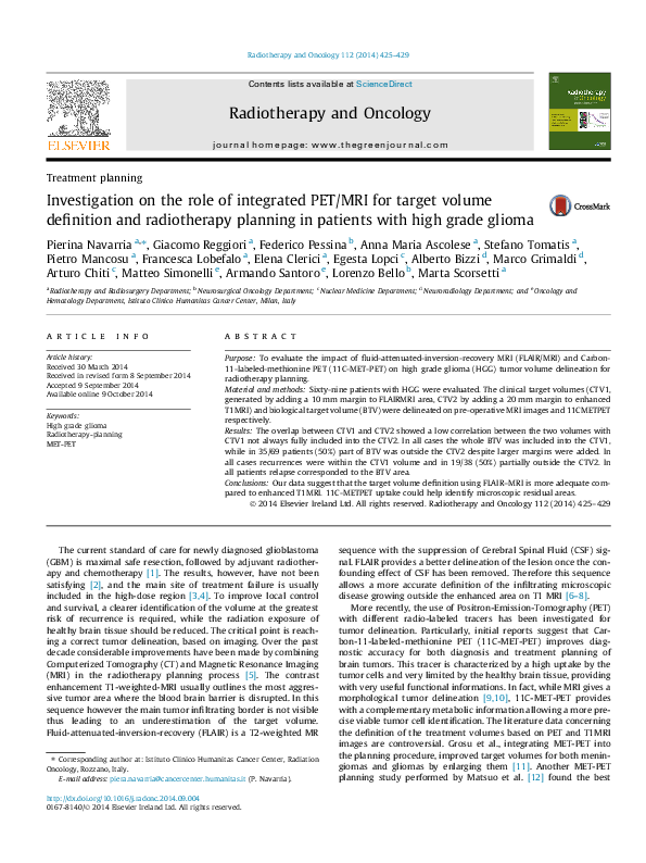 (PDF) Investigation on the role of integrated PET/MRI for target volume ...