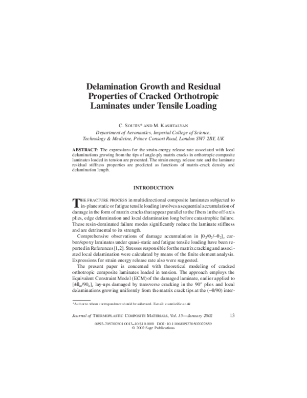 (PDF) Delamination Growth and Residual Properties of Cracked ...
