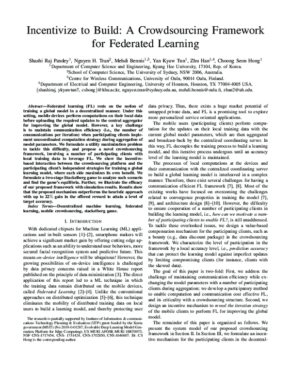 (PDF) Incentivize to Build: A Crowdsourcing Framework for Federated ...