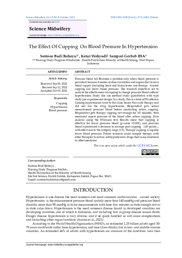 (PDF) The Effect Of Cupping On Blood Pressure In Hypertension