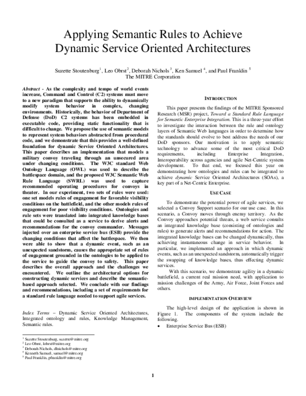 (PDF) Applying Semantic Rules to Achieve Dynamic Service Oriented ...