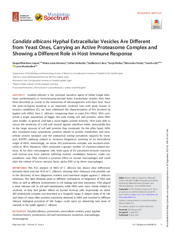 (PDF) Candida albicans Hyphal Extracellular Vesicles Are Different from ...