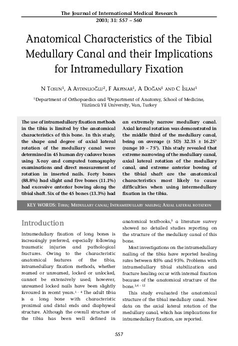 (PDF) Anatomical Characteristics of the Tibial Medullary Canal and ...
