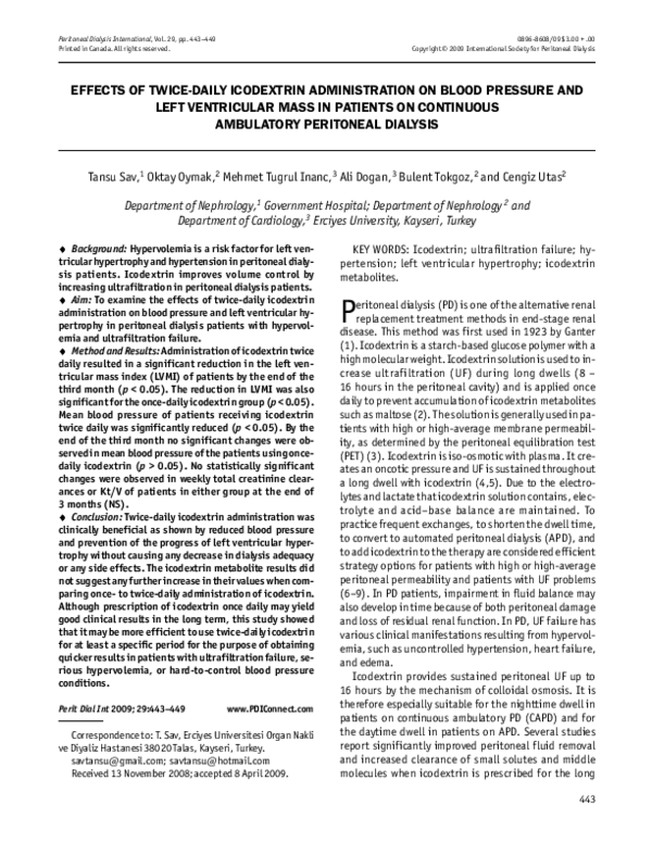 (PDF) Effects of Twice-Daily Icodextrin Administration on Blood ...