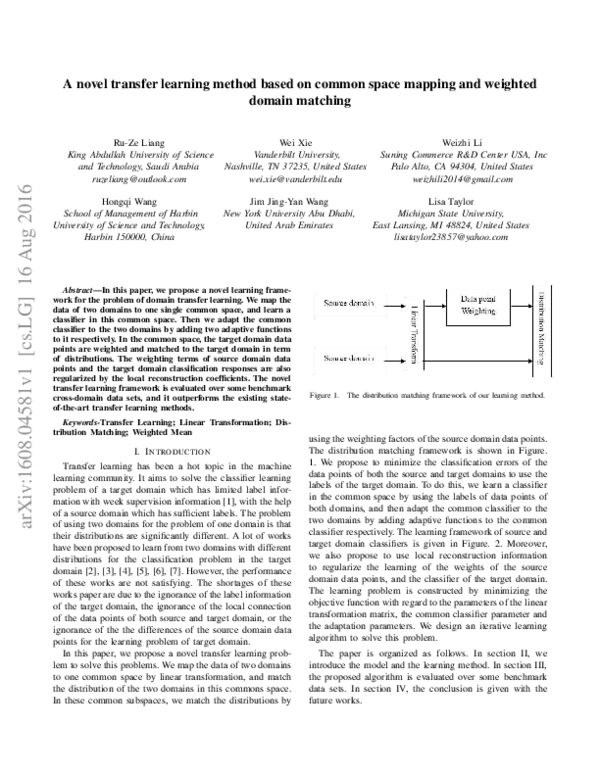 (PDF) A Novel Transfer Learning Method Based on Common Space Mapping ...