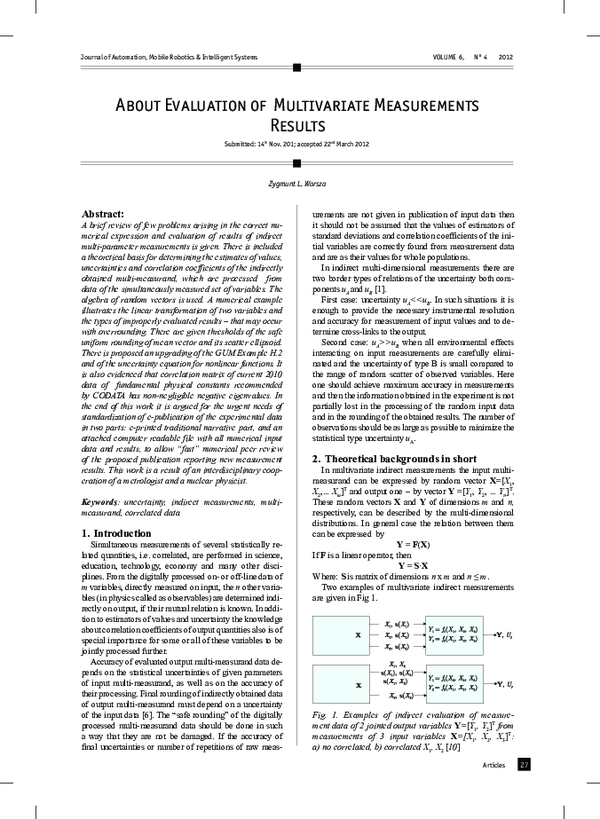 (PDF) About evaluation of multivariate measurements results