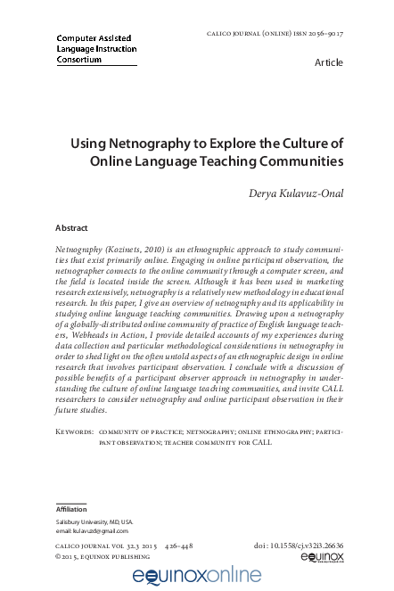 (PDF) Using Netnography to Explore the Culture of Online Language ...