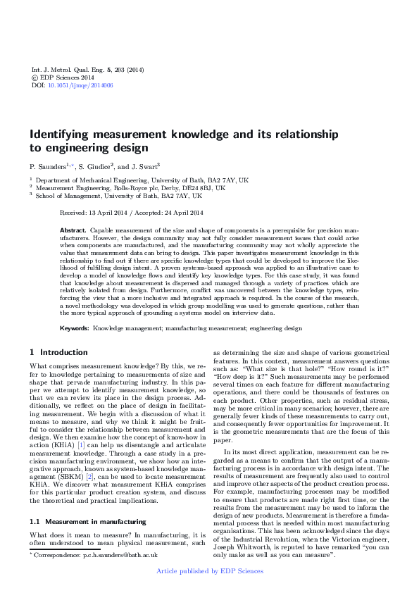 (PDF) Identifying measurement knowledge and its relationship to ...