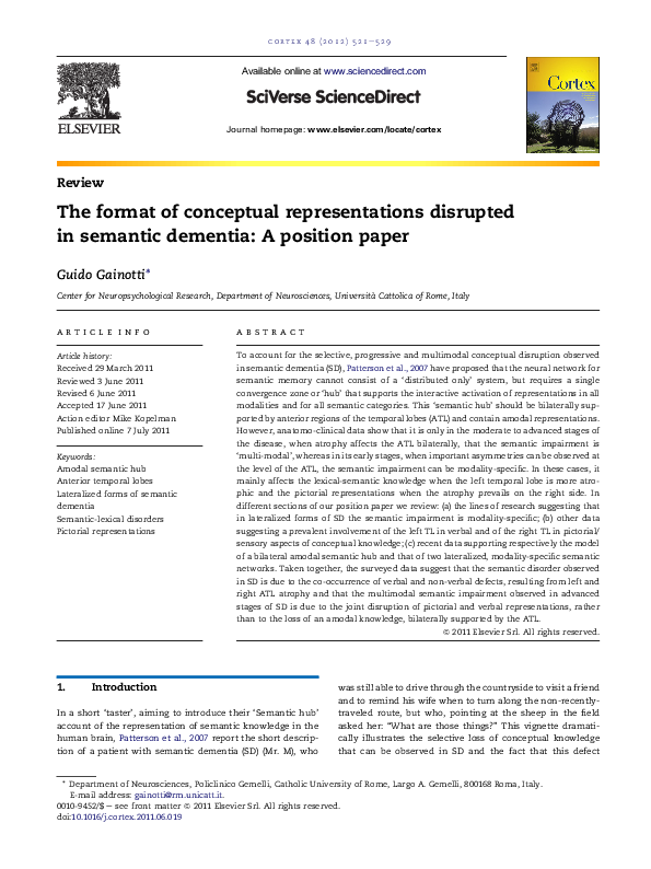 (PDF) The format of conceptual representations disrupted in semantic ...