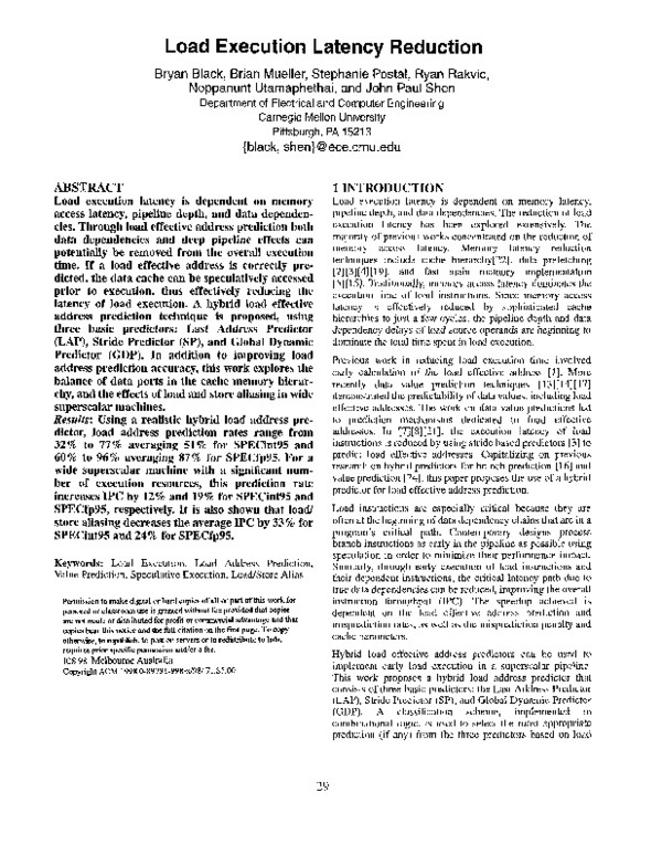 (PDF) Load execution latency reduction