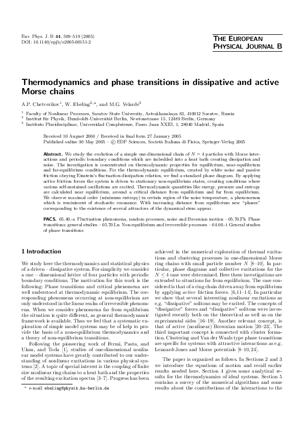 (PDF) Thermodynamics and phase transitions in dissipative and active ...