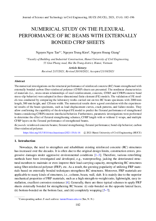 (PDF) Numerical study on the flexural performance of RC beams with ...