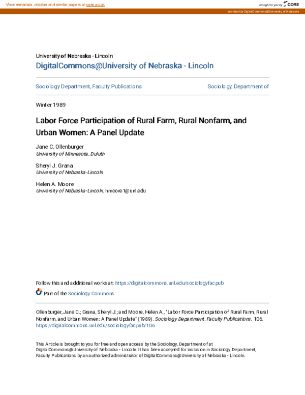 (PDF) Labor Force Participation of Rural Farm, Rural Nonfarm, and Urban ...