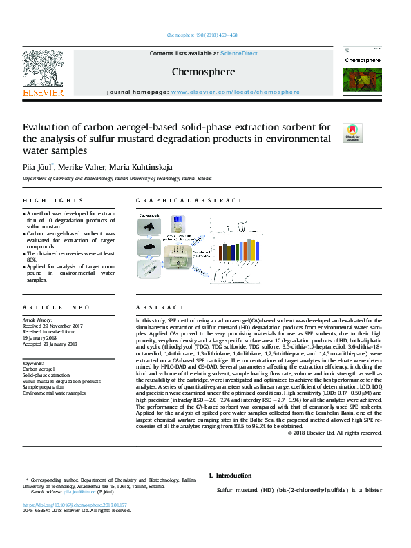 (PDF) Evaluation of carbon aerogel-based solid-phase extraction sorbent ...