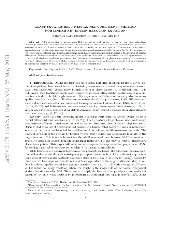 (PDF) Least-squares ReLU neural network (LSNN) method for linear ...