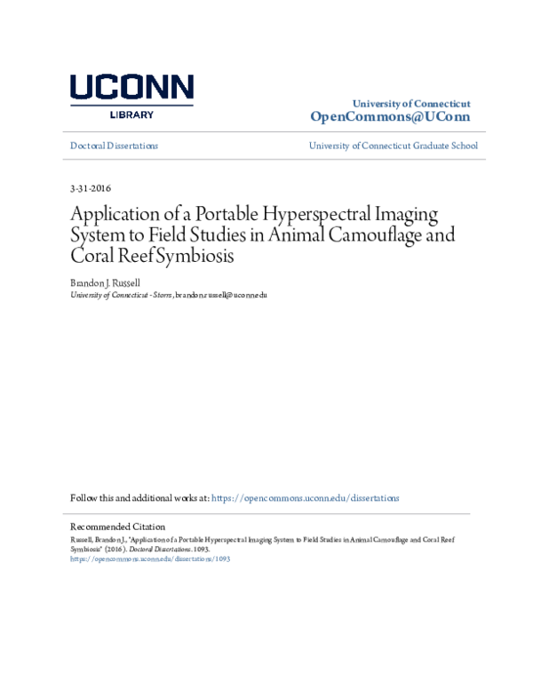 (PDF) Application of a Portable Hyperspectral Imaging System to Field ...