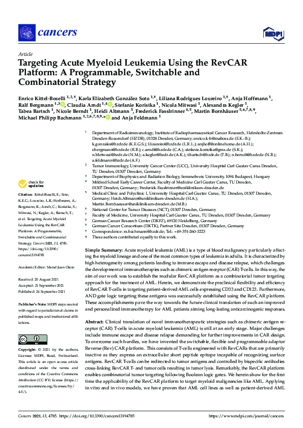 (PDF) Targeting Acute Myeloid Leukemia Using the RevCAR Platform: A ...