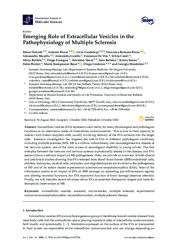 (PDF) Emerging Role of Extracellular Vesicles in the Pathophysiology of ...