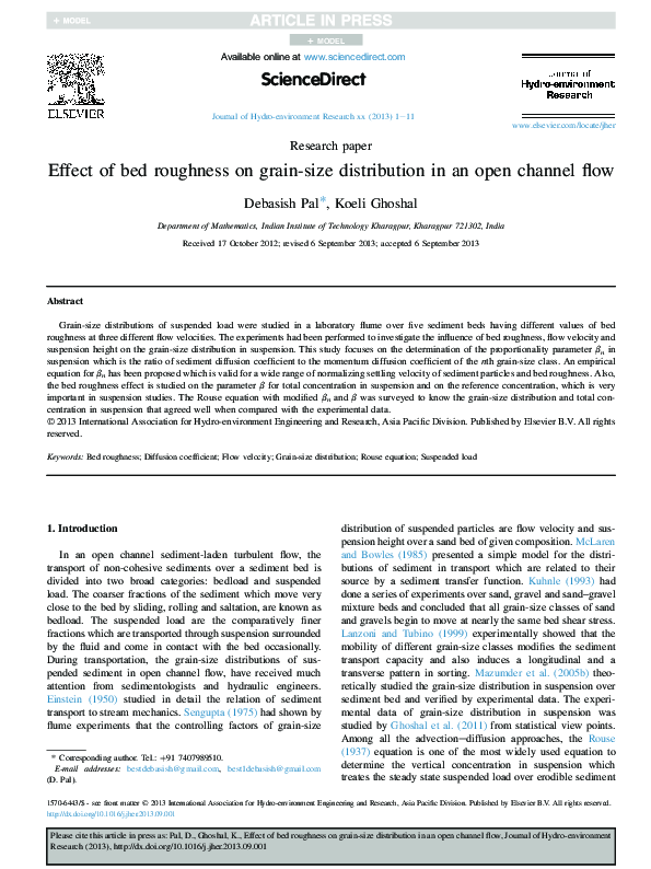 (PDF) Effect of bed roughness on grain-size distribution in an open ...