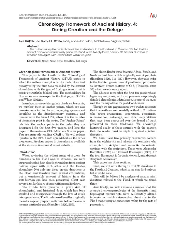 (PDF) Chronological Framework of Ancient History. 4: Dating Creation ...