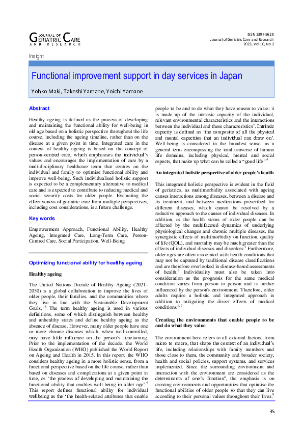 (PDF) Functional improvement support in day services in Japan