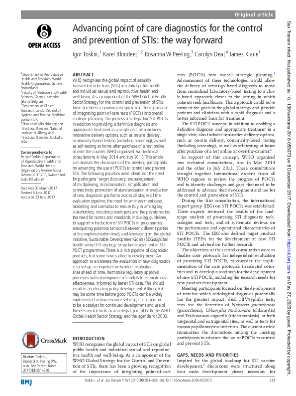(PDF) Advancing point of care diagnostics for the control and ...
