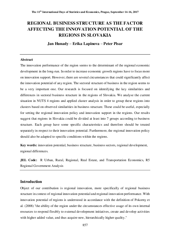 (PDF) Regional Business Structure as the Factor Affecting the ...