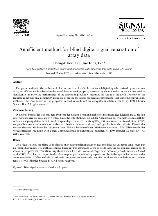 (PDF) An efficient method for blind digital signal separation of array ...
